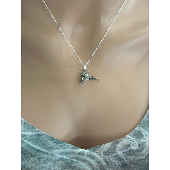 Sterling Silver Hunting Pterodactyl Necklace With Fish In Its Mouth - Picture 4 of 5